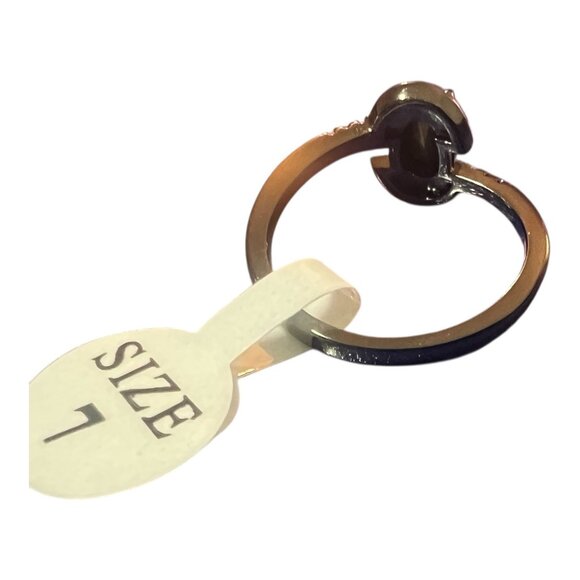 Fragrant Jewels Black & Gold Ring With Orange Gemstone Size 7 NEW with Tag - Picture 5 of 5